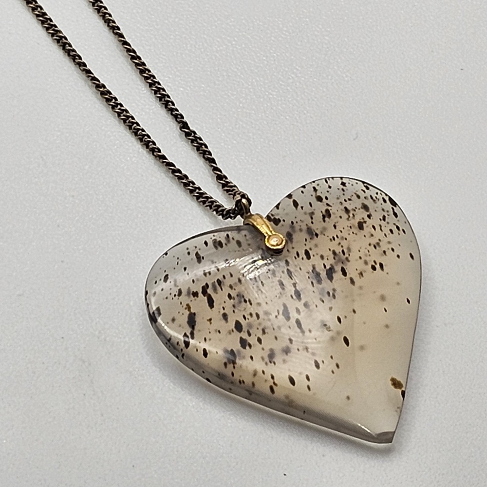 Sterling Silver 925 Chain With Heart Pendant. Resembles Montana Agate